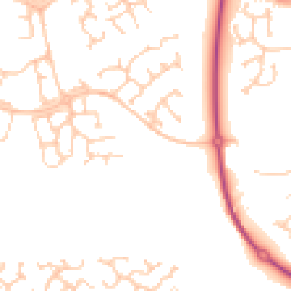 Daytime road noise heatmap for PR4 0GE