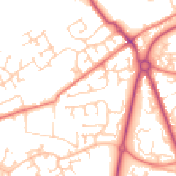 Daytime road noise heatmap for PR4 0JF