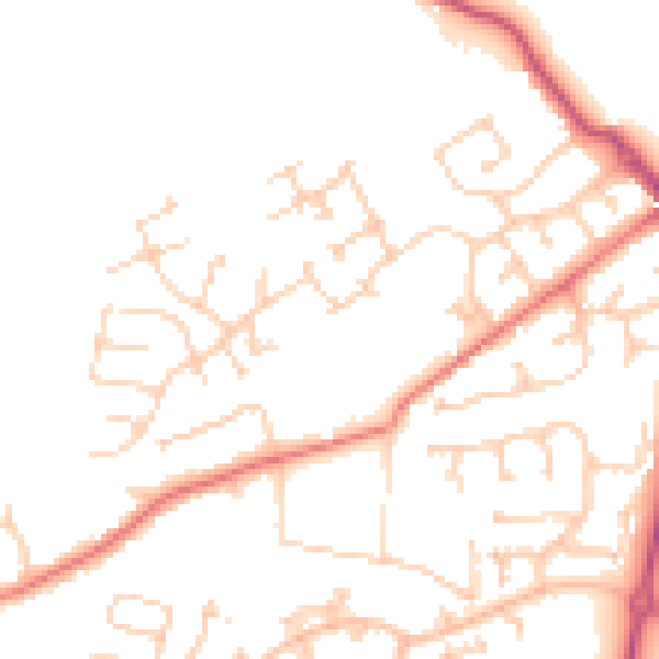 Daytime road noise heatmap for PR4 0LE