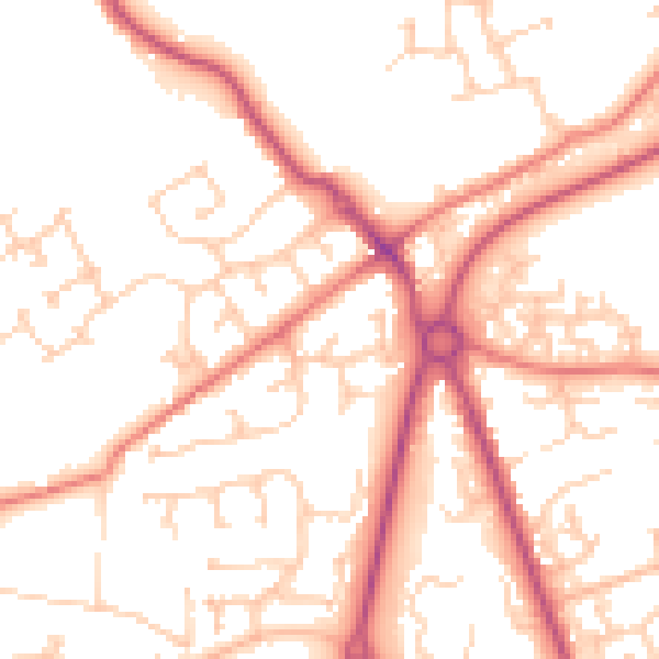 Daytime road noise heatmap for PR4 0LU