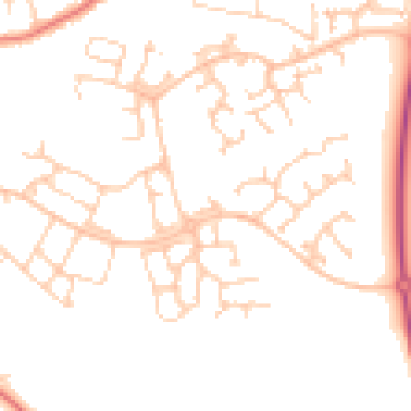 Daytime road noise heatmap for PR4 0NJ