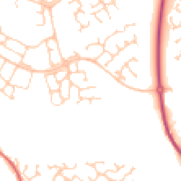 Daytime road noise heatmap for PR4 0NW