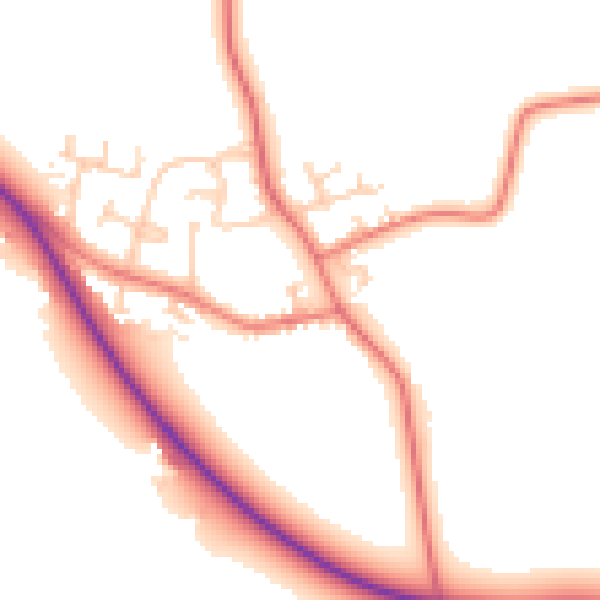 Daytime road noise heatmap for PR4 0PA
