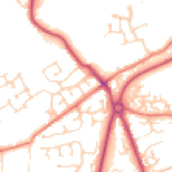Daytime road noise heatmap for PR4 0PL