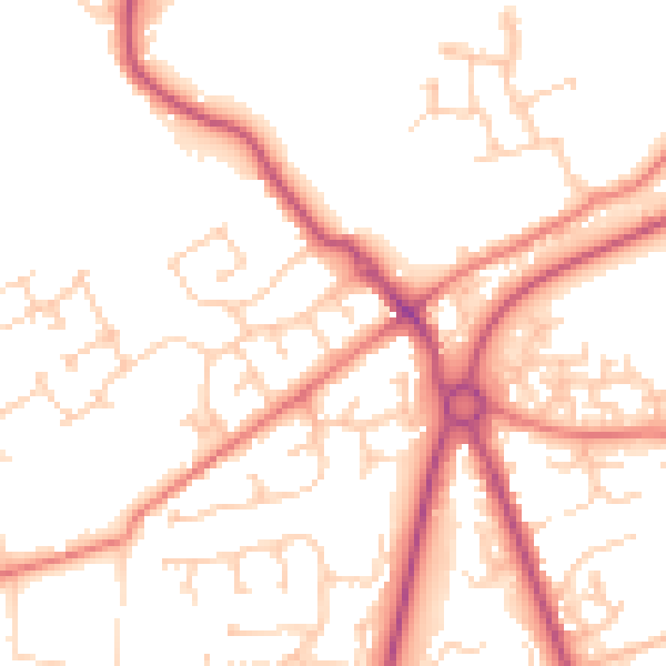 Daytime road noise heatmap for PR4 0PN