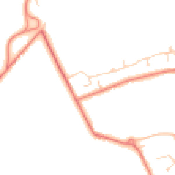 Daytime road noise heatmap for PR4 0PZ