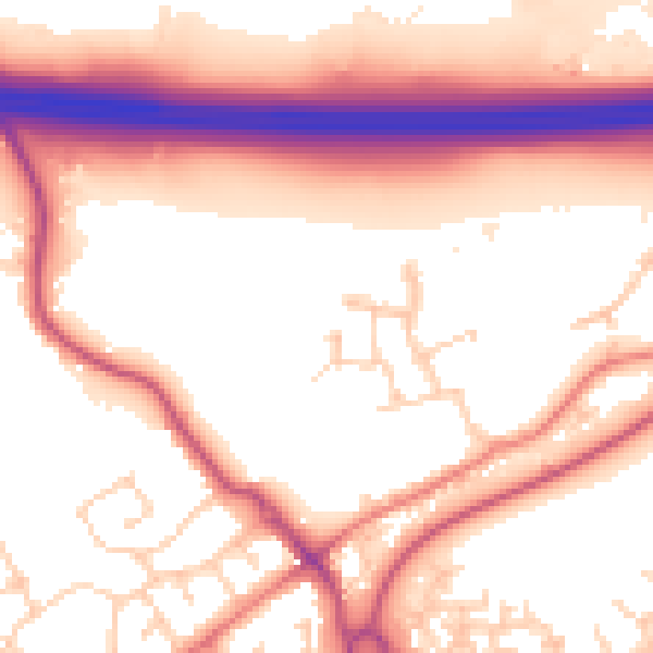 Daytime road noise heatmap for PR4 0QF