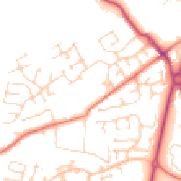 Daytime road noise heatmap for PR4 0QJ