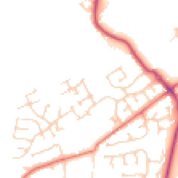 Daytime road noise heatmap for PR4 0QR