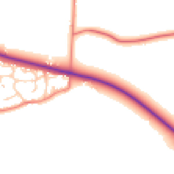 Daytime road noise heatmap for PR4 0XL