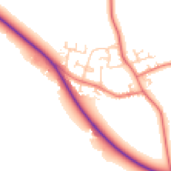 Daytime road noise heatmap for PR4 0YB