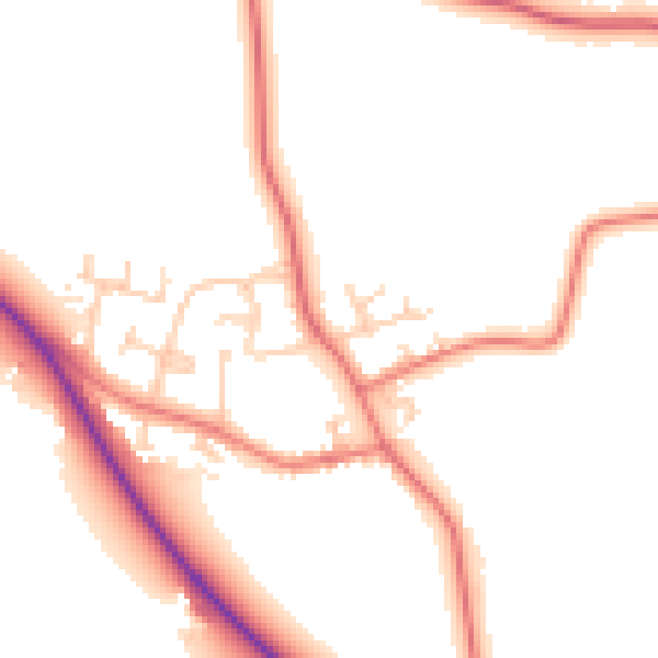 Daytime road noise heatmap for PR4 0YD