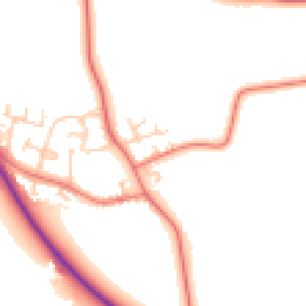 Daytime road noise heatmap for PR4 0YN