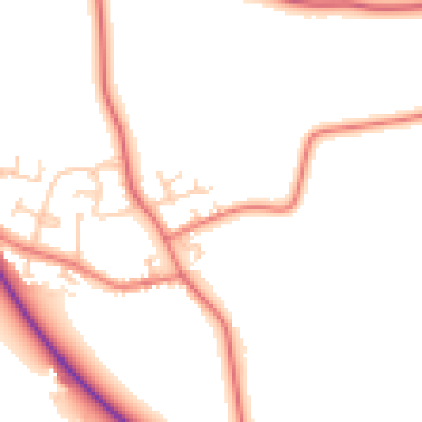 Daytime road noise heatmap for PR4 0YQ