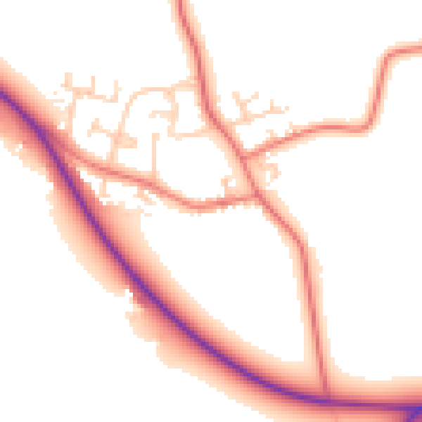 Daytime road noise heatmap for PR4 0ZA