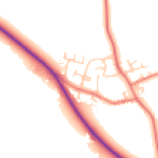 Daytime road noise heatmap for PR4 0ZB