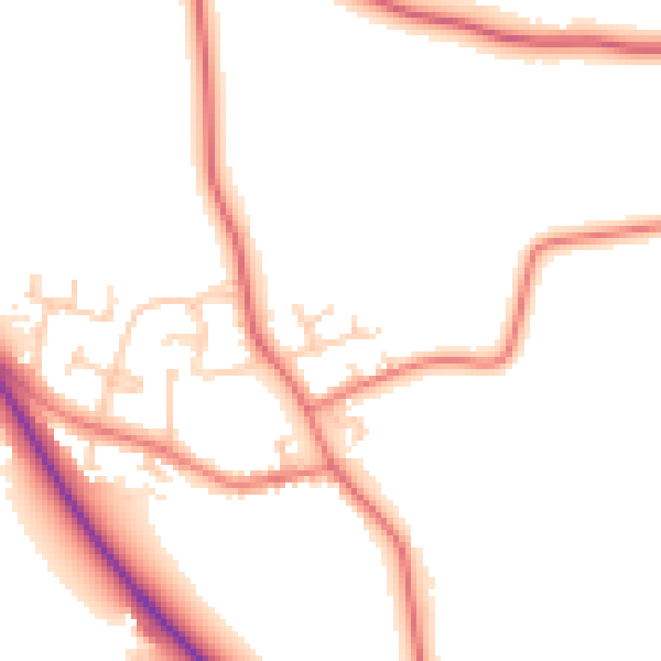 Daytime road noise heatmap for PR4 0ZD