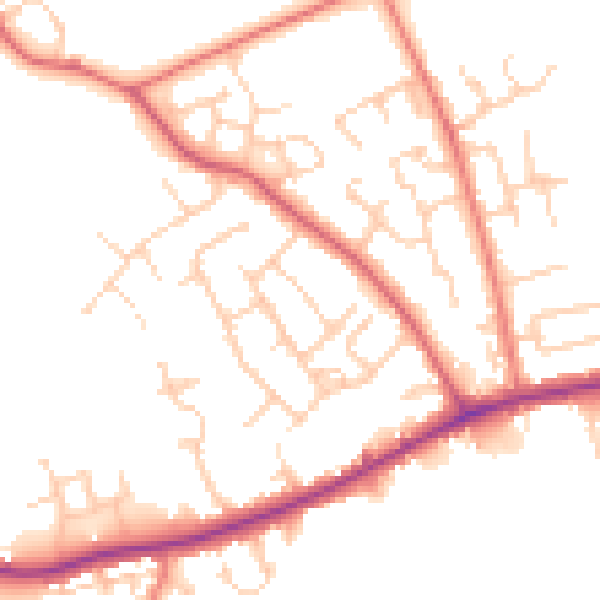 Daytime road noise heatmap for PR4 1BQ