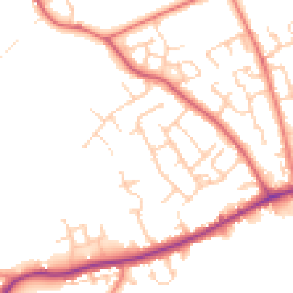 Daytime road noise heatmap for PR4 1BY