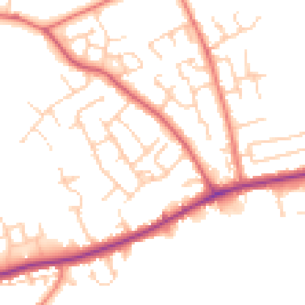 Daytime road noise heatmap for PR4 1DH