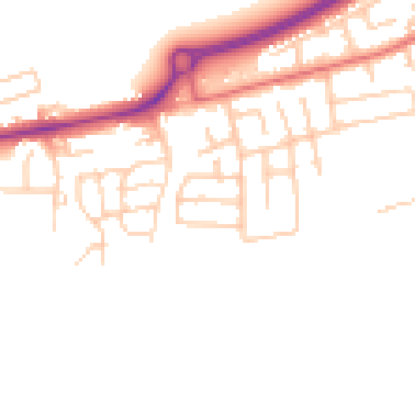 Daytime road noise heatmap for PR4 1DN