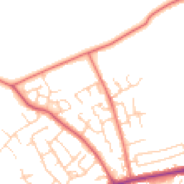 Daytime road noise heatmap for PR4 1EQ
