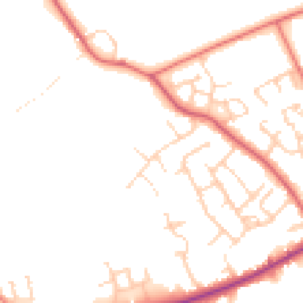Daytime road noise heatmap for PR4 1FW