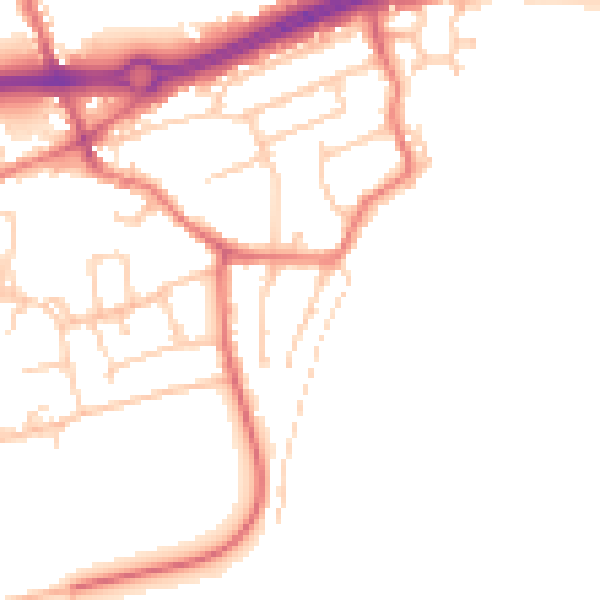 Daytime road noise heatmap for PR4 1HW