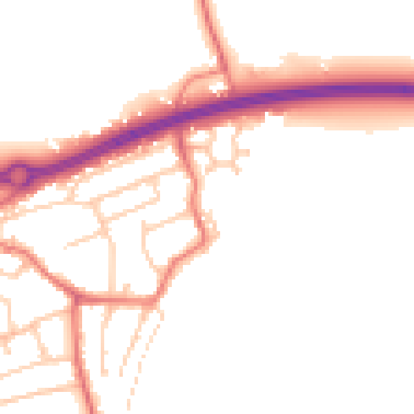 Daytime road noise heatmap for PR4 1JF