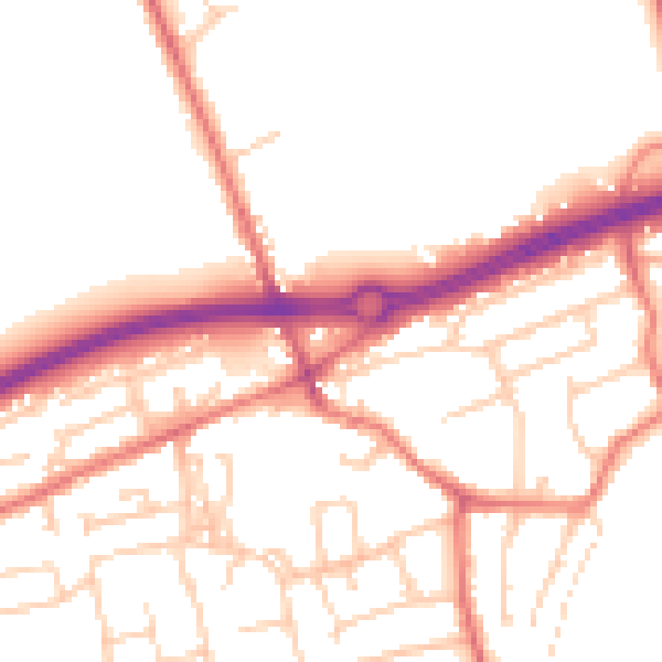 Daytime road noise heatmap for PR4 1JX