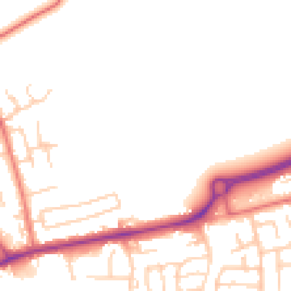 Daytime road noise heatmap for PR4 1LW