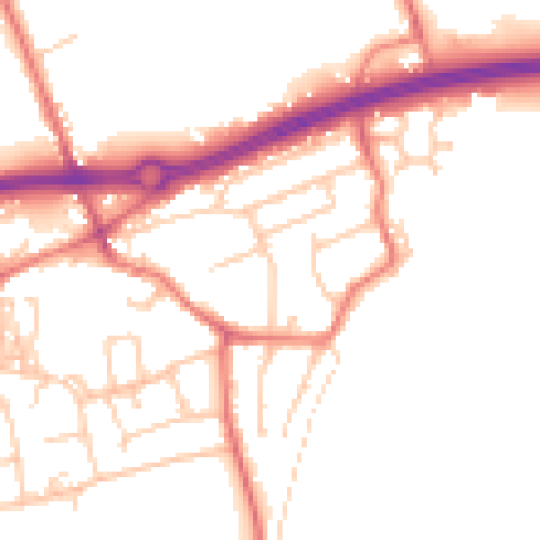 Daytime road noise heatmap for PR4 1PE
