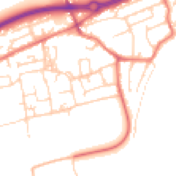 Daytime road noise heatmap for PR4 1RG