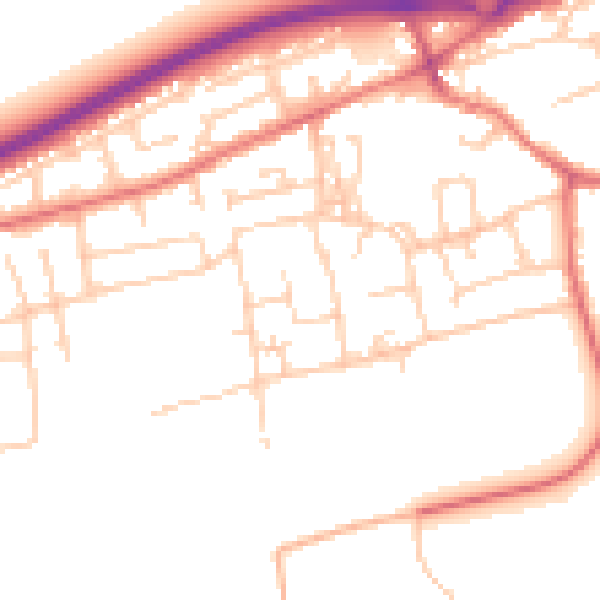 Daytime road noise heatmap for PR4 1RQ