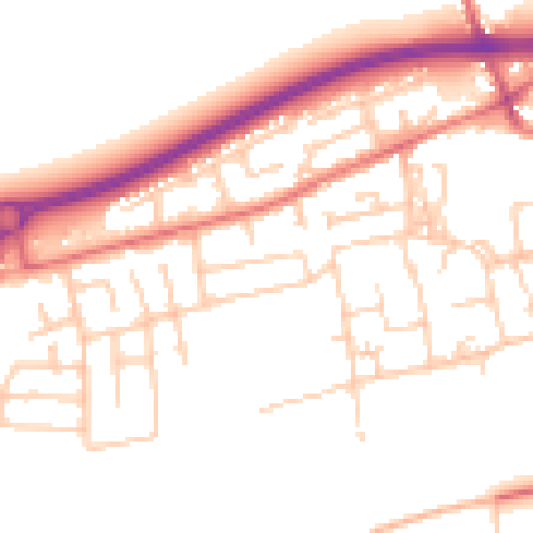 Daytime road noise heatmap for PR4 1RY