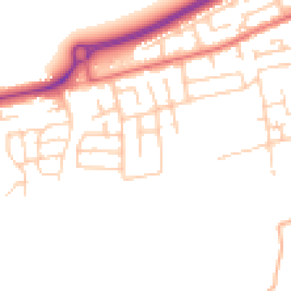 Daytime road noise heatmap for PR4 1SJ