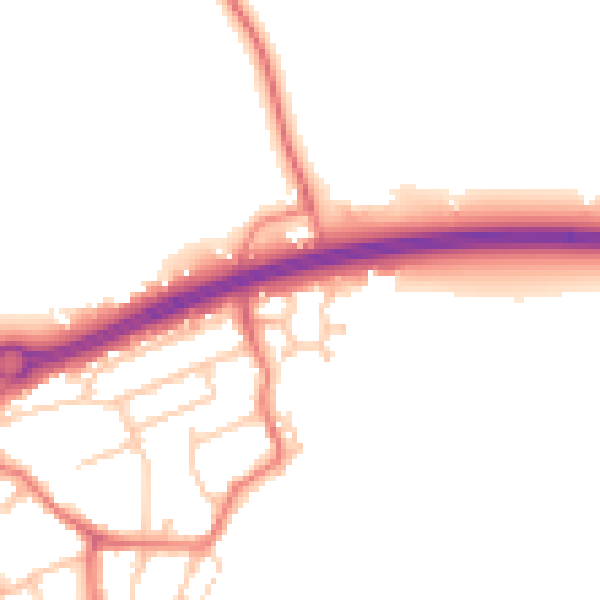 Daytime road noise heatmap for PR4 1TG