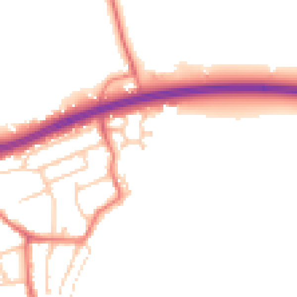 Daytime road noise heatmap for PR4 1TQ