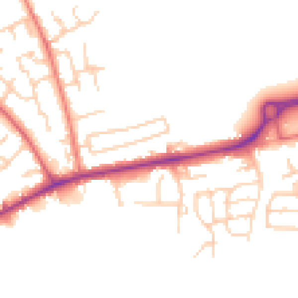 Daytime road noise heatmap for PR4 1WB