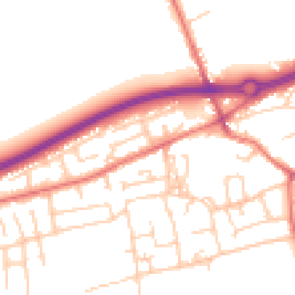 Daytime road noise heatmap for PR4 1XA