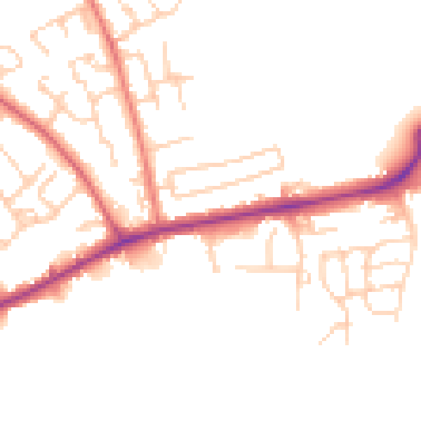 Daytime road noise heatmap for PR4 1XE