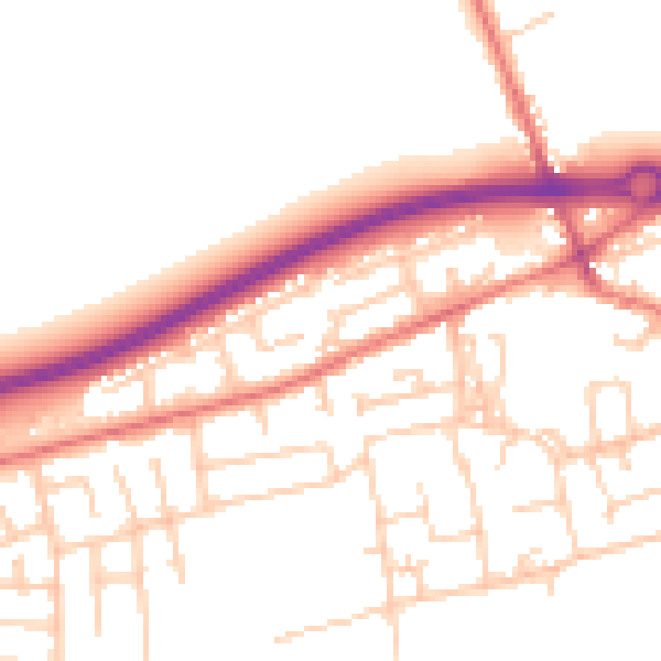 Daytime road noise heatmap for PR4 1XH