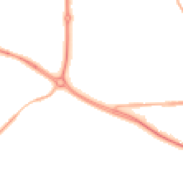 Night-time road noise heatmap for PR4 2EA