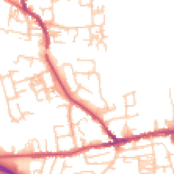 Daytime road noise heatmap for PR4 2HQ