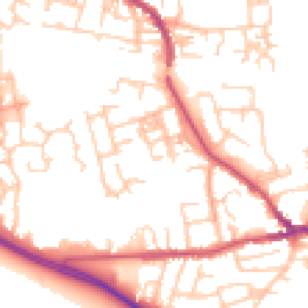 Daytime road noise heatmap for PR4 2JH