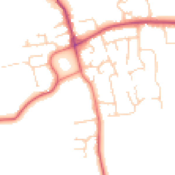 Daytime road noise heatmap for PR4 2WJ