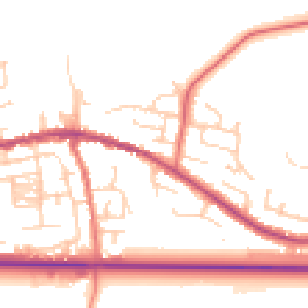 Daytime road noise heatmap for PR4 2XA