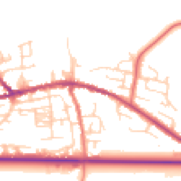 Daytime road noise heatmap for PR4 2ZA