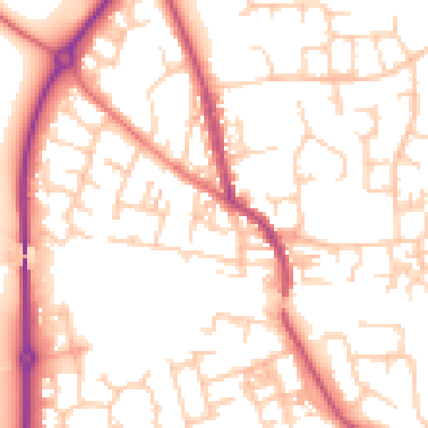 Daytime road noise heatmap for PR4 3BN