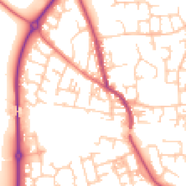 Daytime road noise heatmap for PR4 3BP